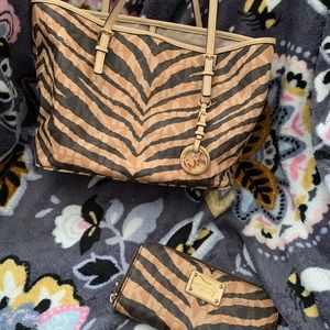 Michael Kors Zebra Print medium bag with wallet